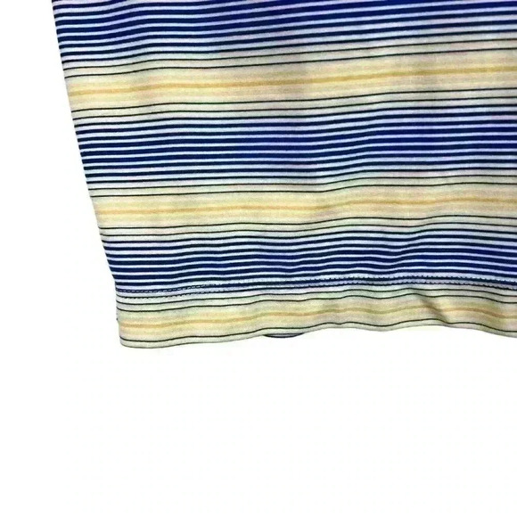 Nike‎ Golf Dri-Fit UV Striped Polo Shirt Mens Large Yellow Blue Striped Stretch - Picture 6 of 11